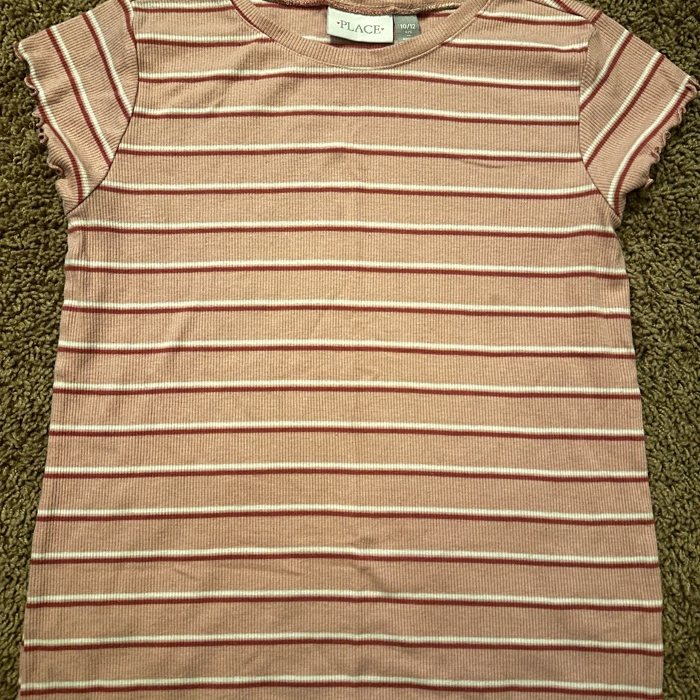 The Children's Place Pink and Cream Striped Tee